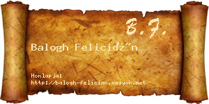 Balogh Felicián névjegykártya